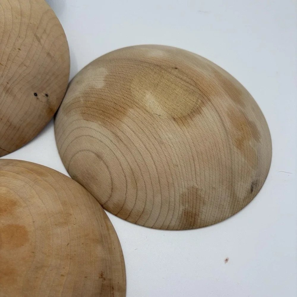 Handcarved Spalted Wooden Bowls‎ Oval Salad Set Of 4 Handcrafted MCM 7x8